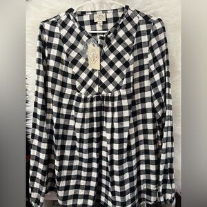 St. John's Bay Black and White Plaid Shirt